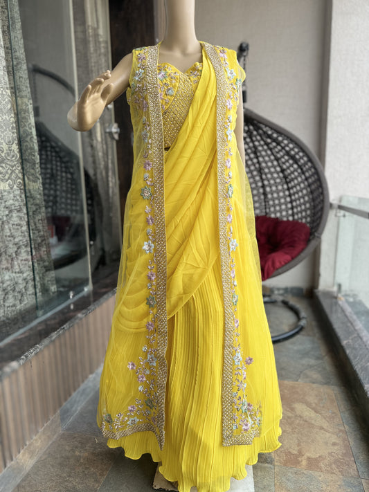 Ready To Wear Lehenga Saree With Shrug