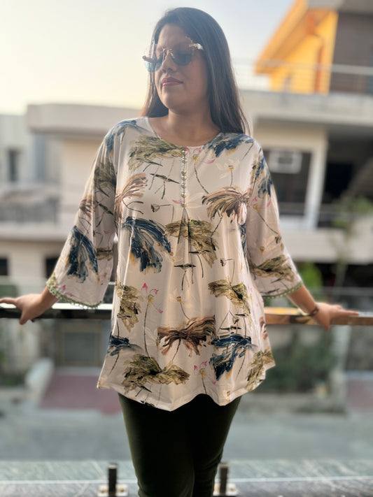 Digital Flower Print Malai Top