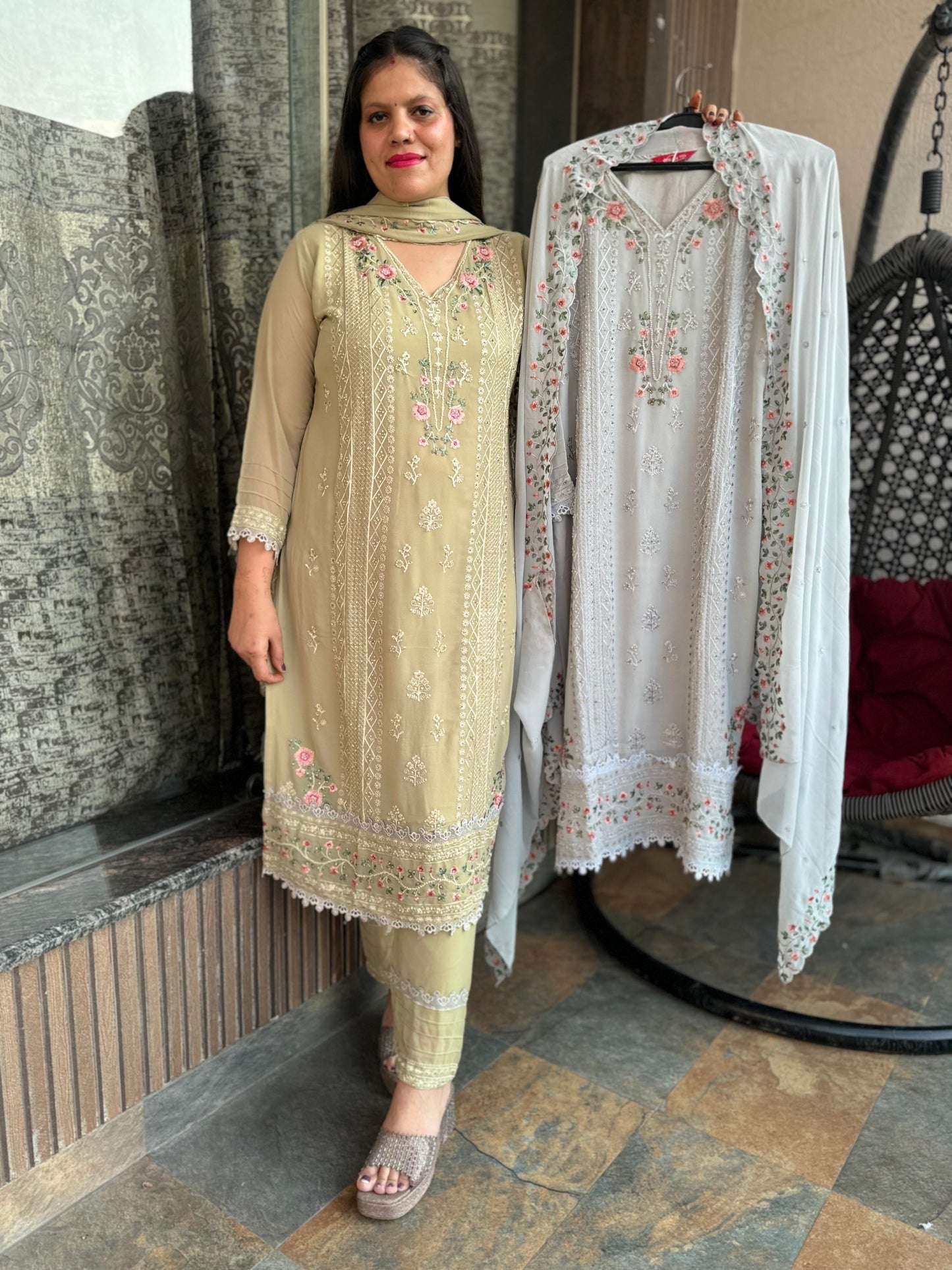 Heavy Duppta Pearl Work Pakistani Suit (Style No 1121)