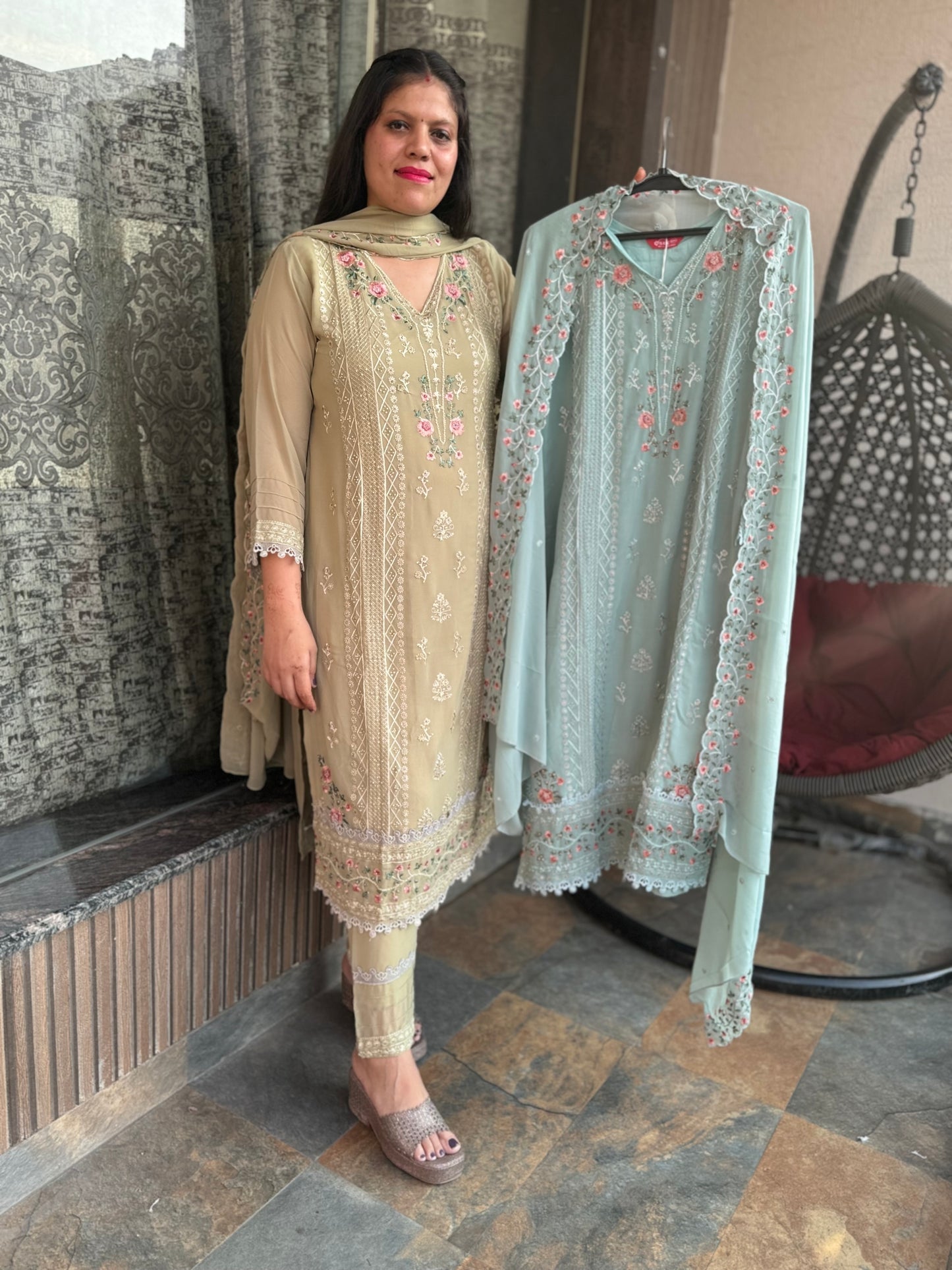 Heavy Duppta Pearl Work Pakistani Suit (Style No 1121)