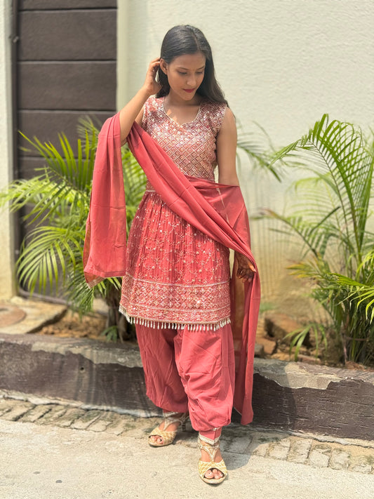 RUST PARTY WEAR DHOTI ARTICLE