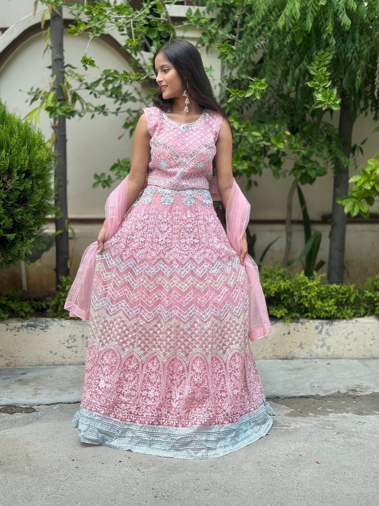 MULTIY COLOUR NET LEHNGA