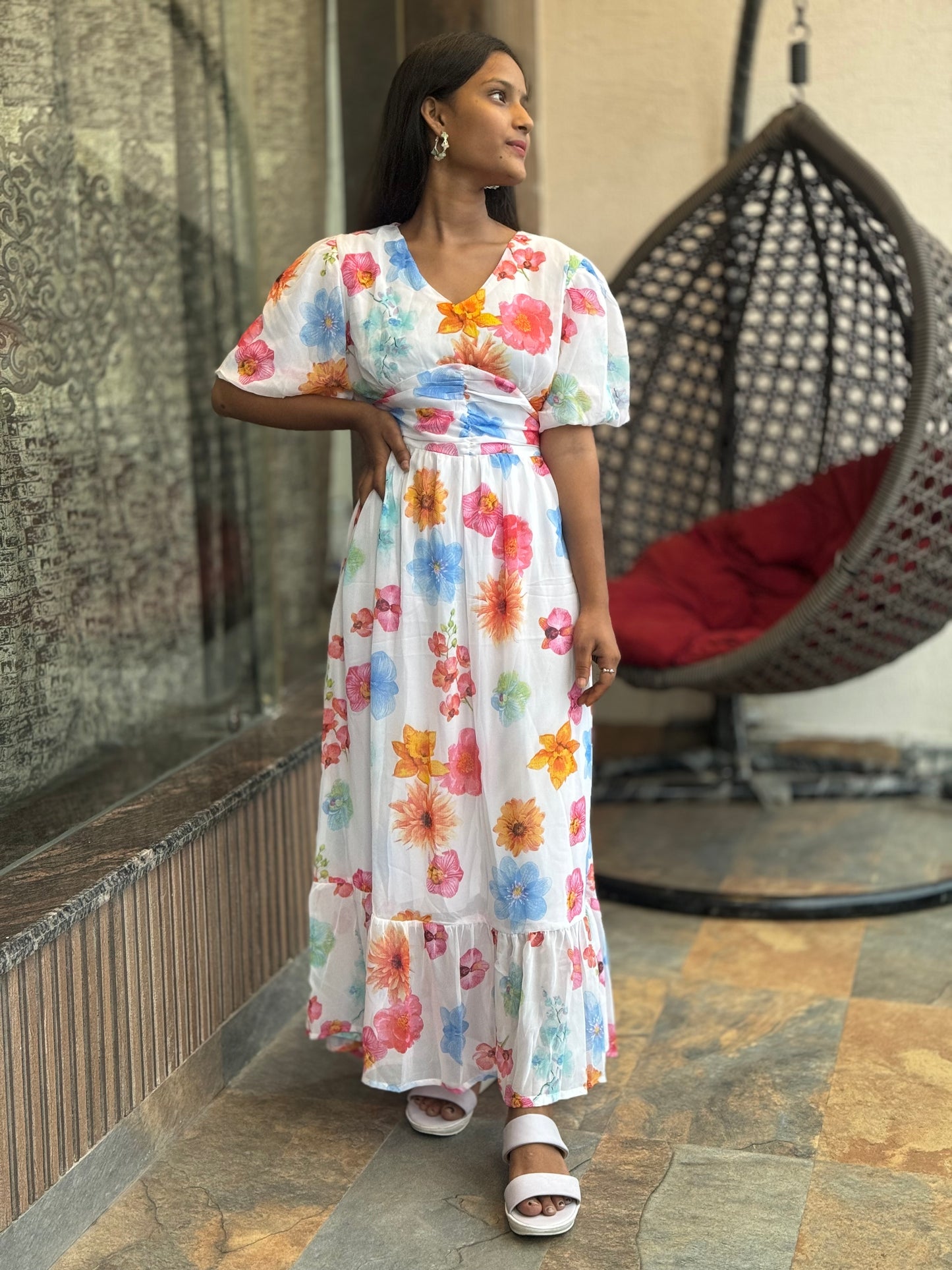 FLORAL HEAVY FLAIR DRESS