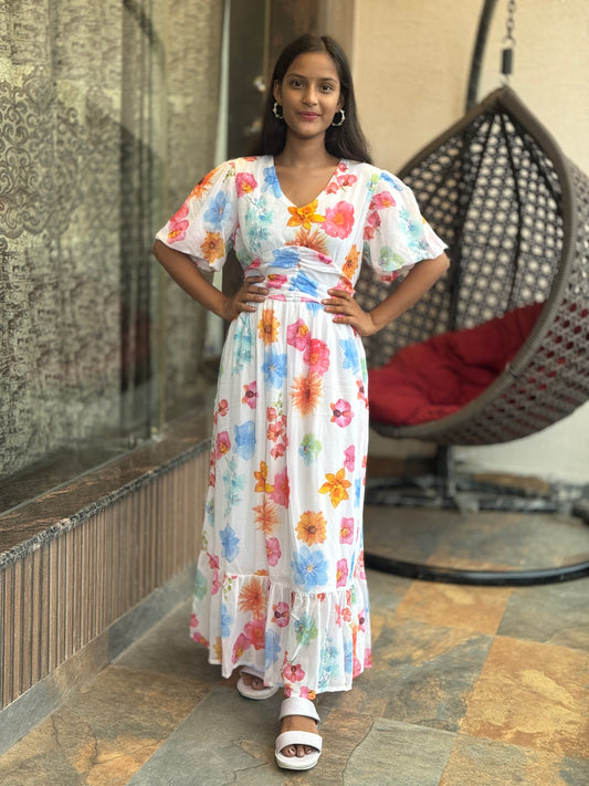 FLORAL HEAVY FLAIR DRESS