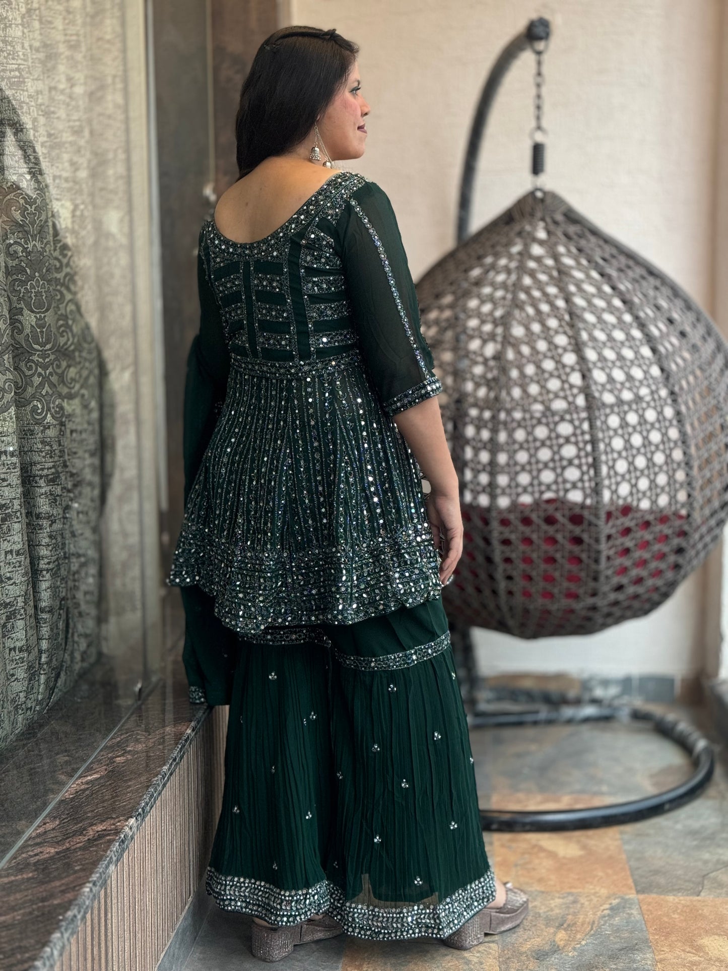 LATEST TRADITIONAL SHARARA WITH FULL MIRROR WORK