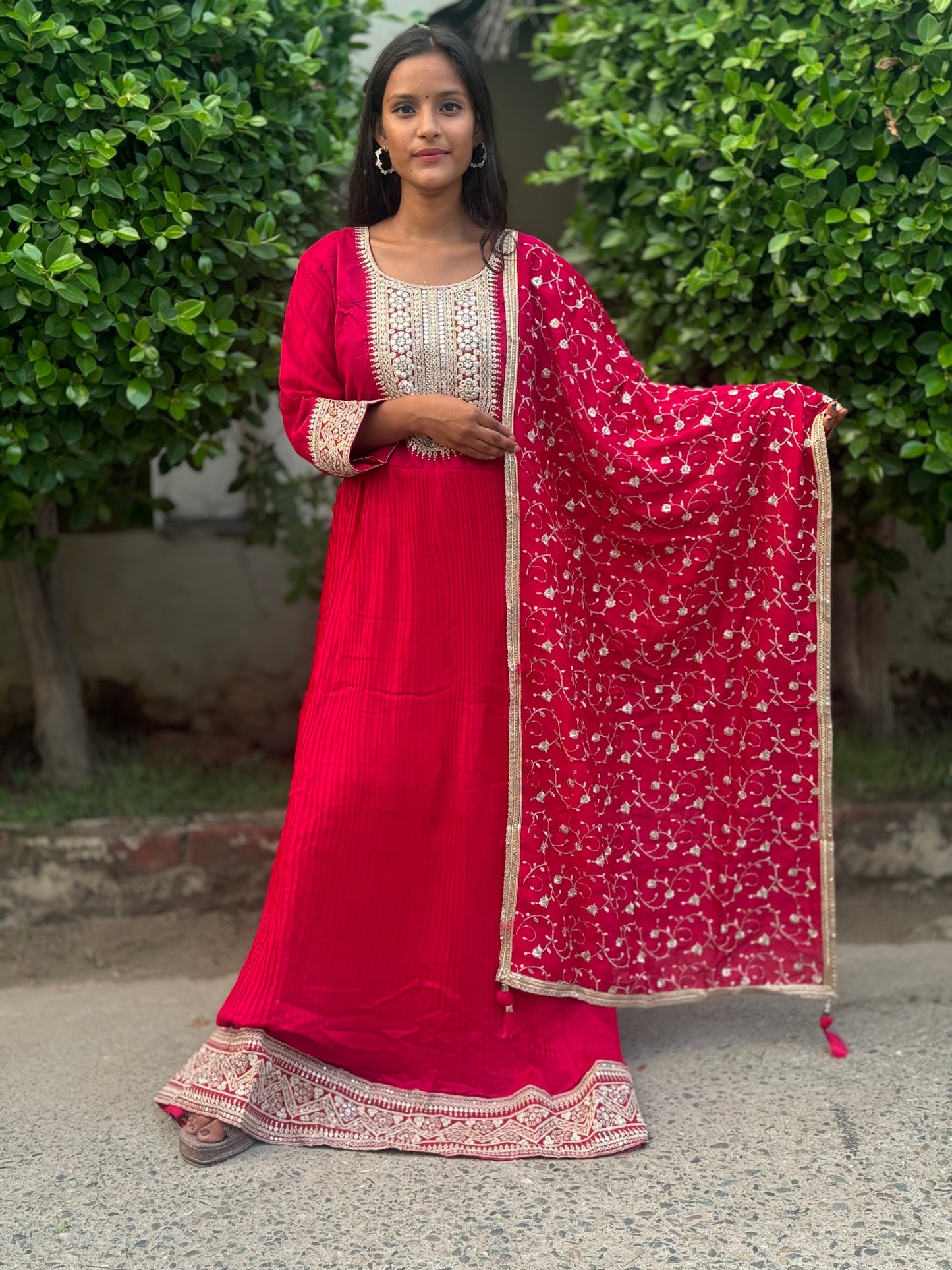 PREMIUM CHINON PLATING GOWN WITH FULKARI DUPATTA (GOWN 004)