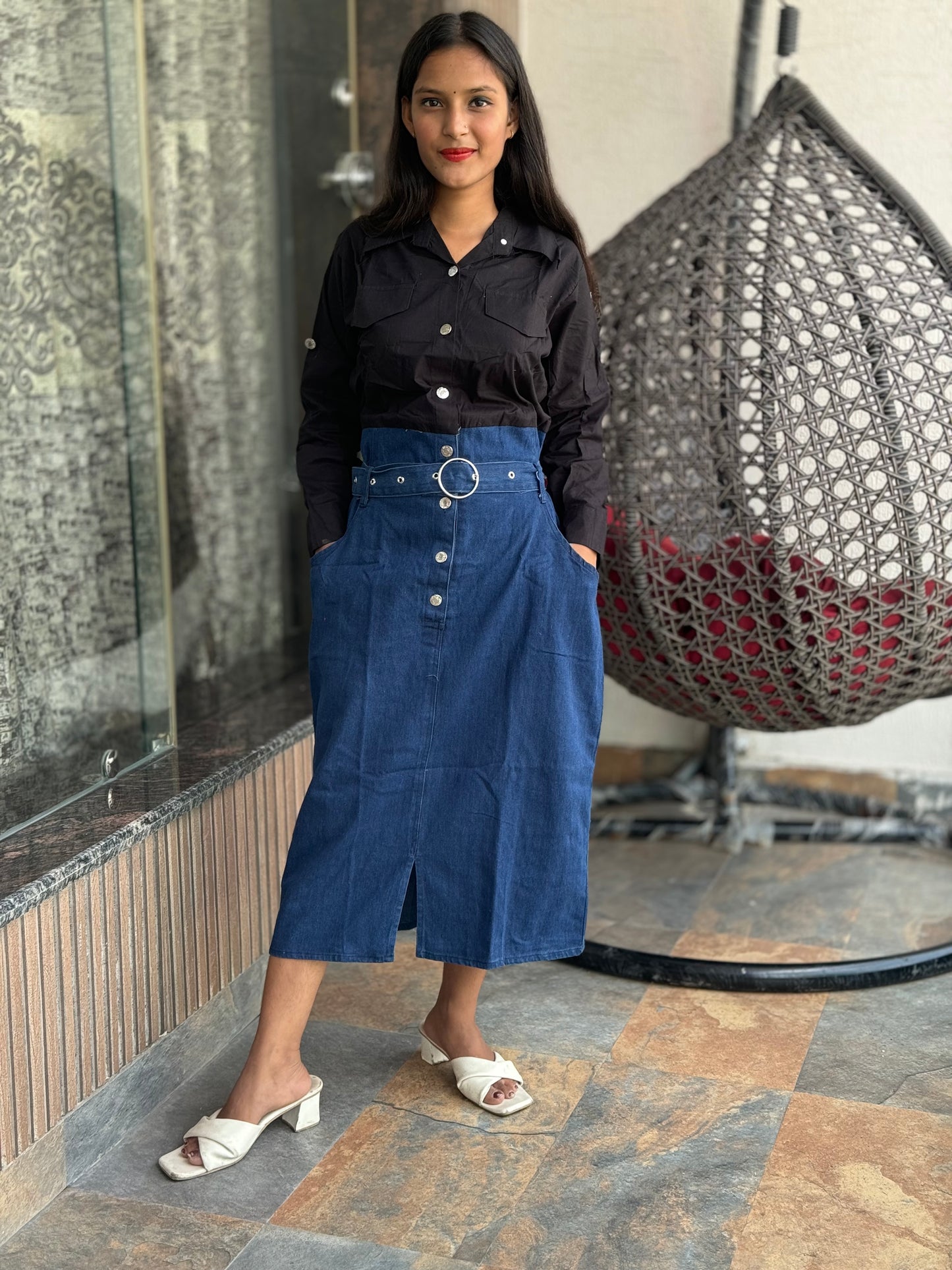 WESTERN DENIM DRESS WITH SHIRT ATTACHED